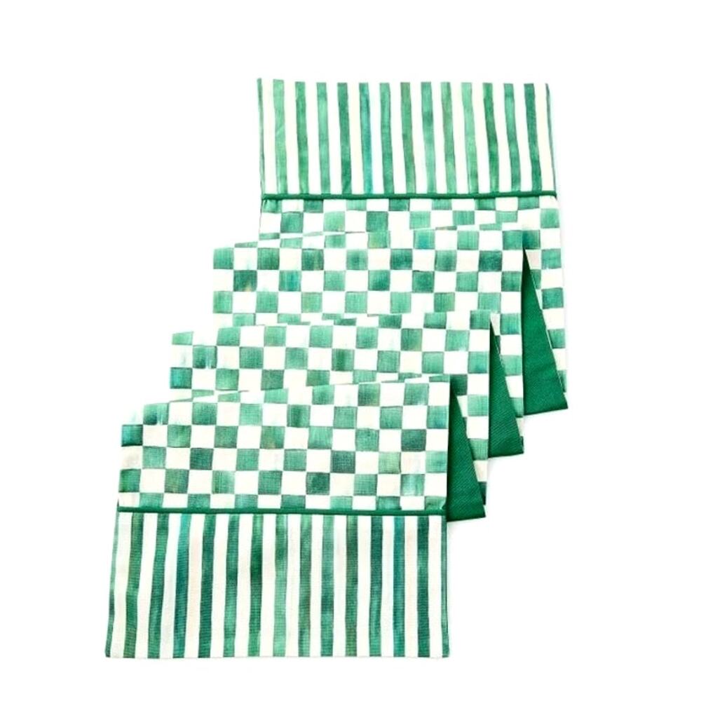 NEW MacKenzie-Childs Emerald Check Table Runner 14x72